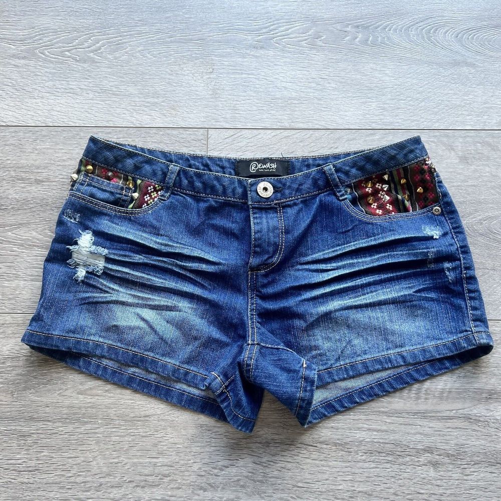 Rewash Denim Short Women’s Size 7 Blue With Embellished